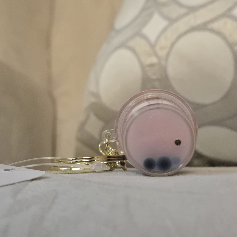 Gong Cha "Bubble Tea" Keychain with Lobster Claw & Ring, Pink - Picture 7 of 9